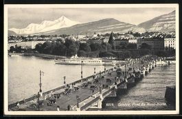 AK Genève, Pont du Mont-Blanc, 1944