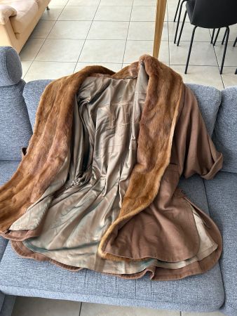 Manteau en fourrure, cachemire et angora