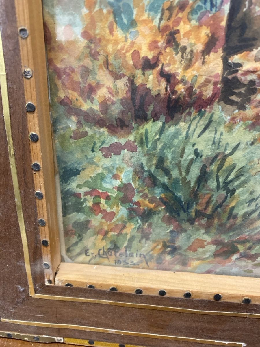 Dipinti: Aquarelle automnale encadrée, signée E. Chatelain 1932. – Usato da Le Locle venduto da angeldust1911 1