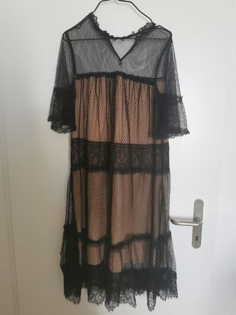 Kleid Twinset Milano schwarz beige Netzoptik Zustand gut