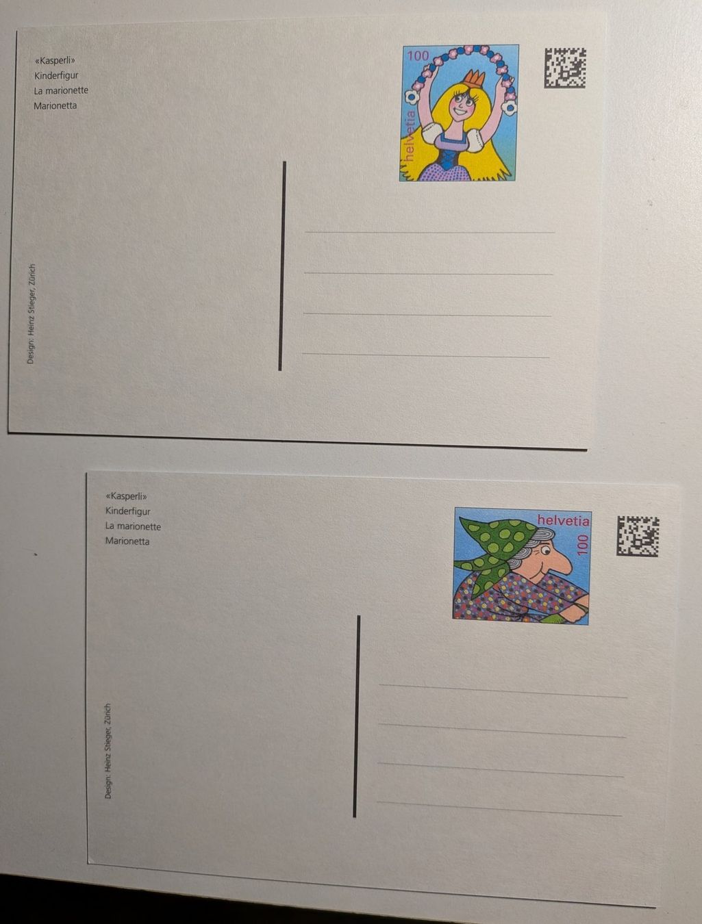 Ansichtskarten: 2 cartes illustrées affranchies - La marionette "Kasperli" – Neu (gemäss Beschreibung) aus Villariaz von Mariejoconde 1