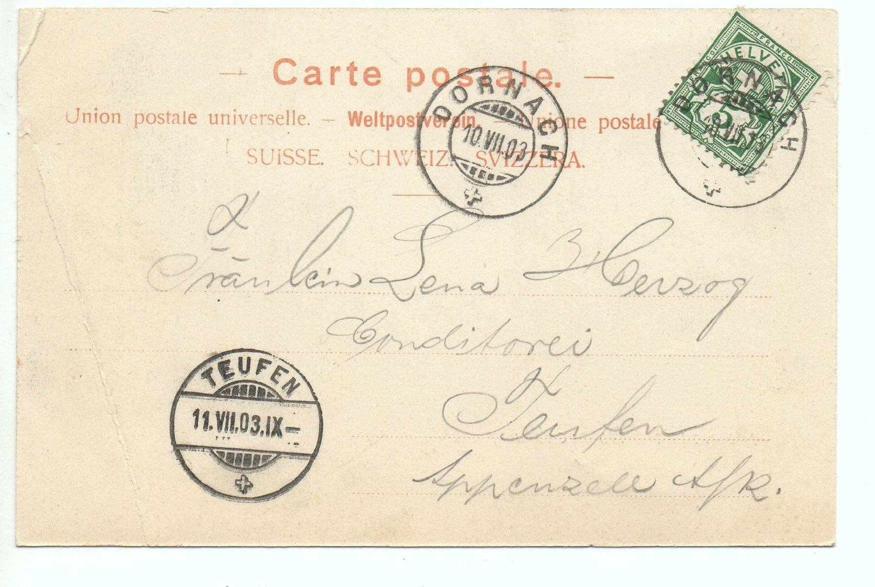 Cartoline postali: DORNACHBRUGG Generalansicht 1903 – Usato da Jona venduto da philajona 1