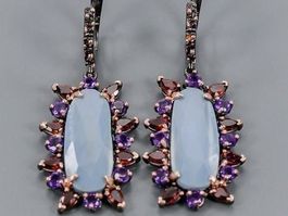 Peruvian Natural Blue Opal Earrings SS925 & 14k Gold Vermeil