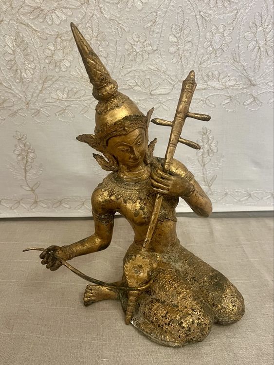 Ancienne Grande Sculpture Teppanom/Bouddha Ange Sacré Thaïlandais
