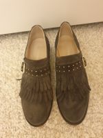 Mocassins, 37, cuir/daim, comme neufs, taupe 