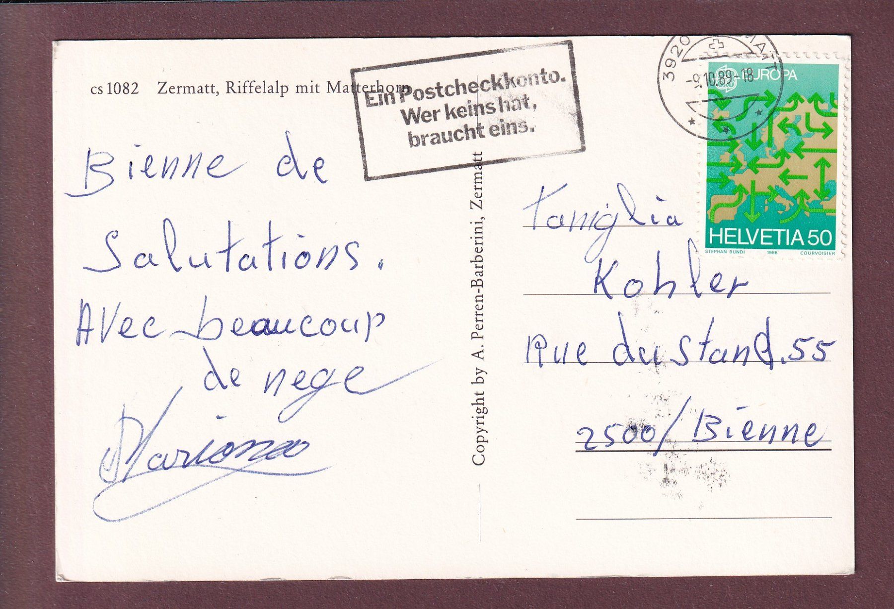 Cartoline postali: MATTERHORN - CERVIN - Vaches – Usato da Pully venduto da nicecards 1
