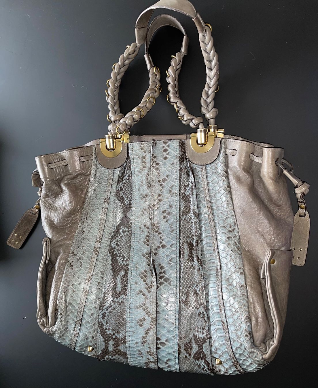 Chloé Sacs femmes: Chloé Heloise Grey Leather & Python Shopper Bag XL – Neuf (Voir description) à Birsfelden par Brut 6