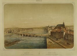BASEL GESAMTANSICHT VON NORDWESTEN, LITHOGRAPHIE UM 1860