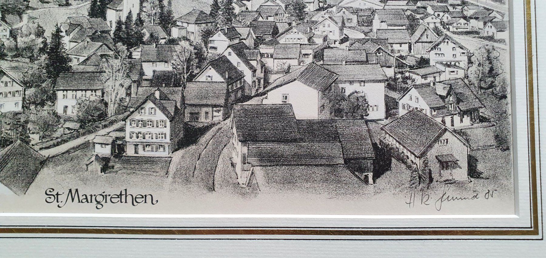 Grafiken & Lithographien: St.Margrethen - Litho im Goldrahmen – Gebraucht aus Kreuzlingen von Rschweiz1 2