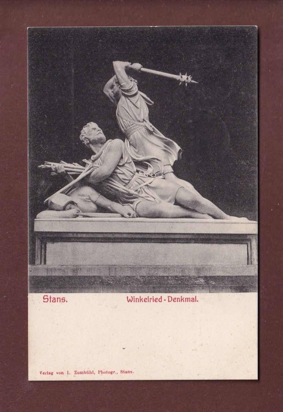 Cartoline postali: STANS - Winkelried-Denkmal - 1908 – Usato da Pully venduto da nicecards