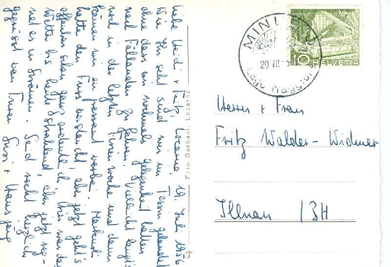Cartoline postali: Ronco e Isole di Brissago + 1956 – Usato da Emmenbrücke venduto da teestube 1