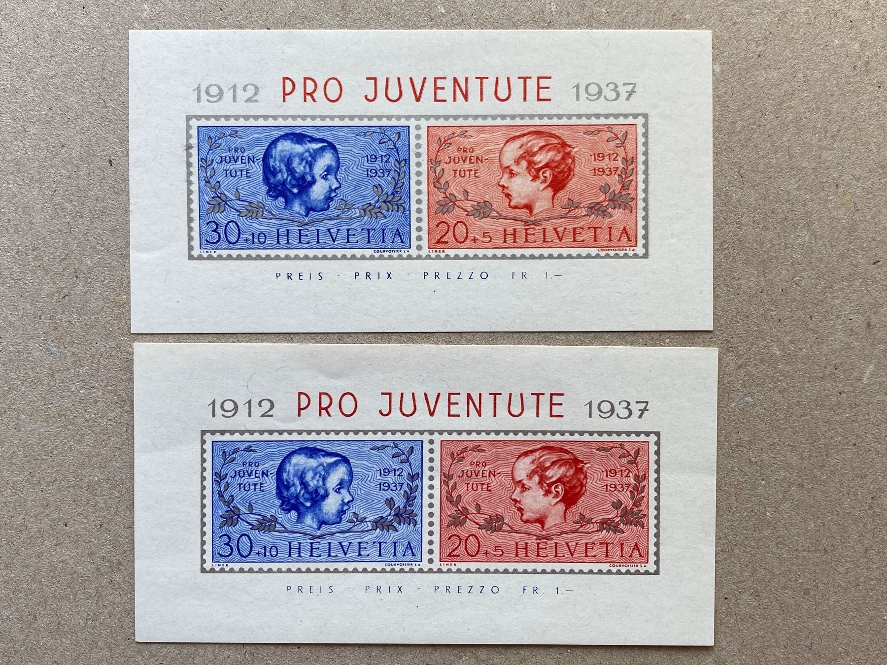 Tutti i francobolli: PJ 1937, 2 Blocks, postfrisch – Usato da Aarau venduto da hilde47