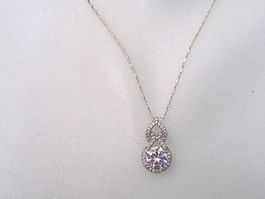 Schöne Silberkette mit 2ct Zirkonia Anhänger 45 cm TOP!