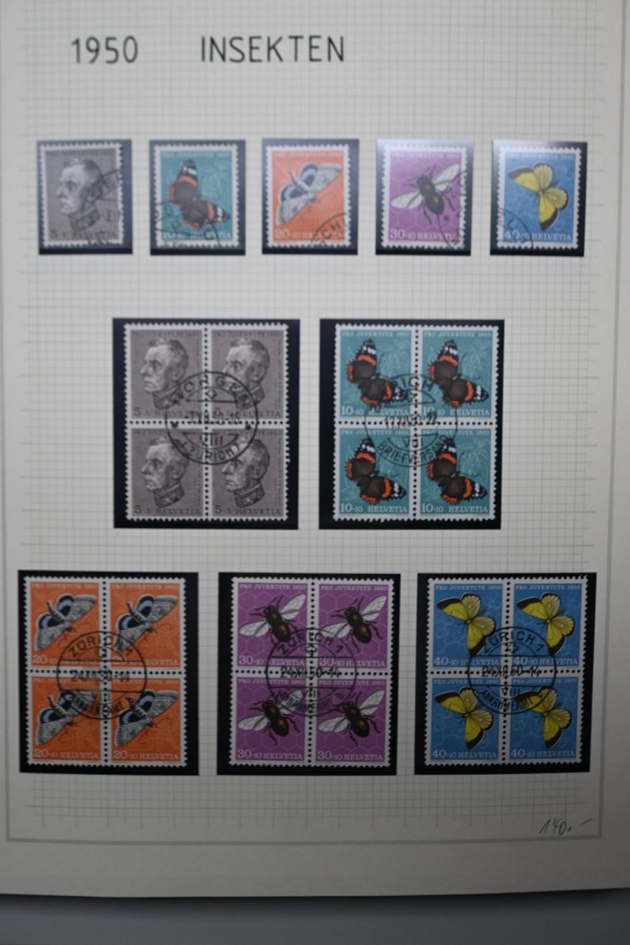 Tutti i francobolli: 1 Sammlung Pro Juventute 1913 - 2007 - Einzelwerte/Viererbl. – Usato da Steffisburg venduto da Charlamov 7