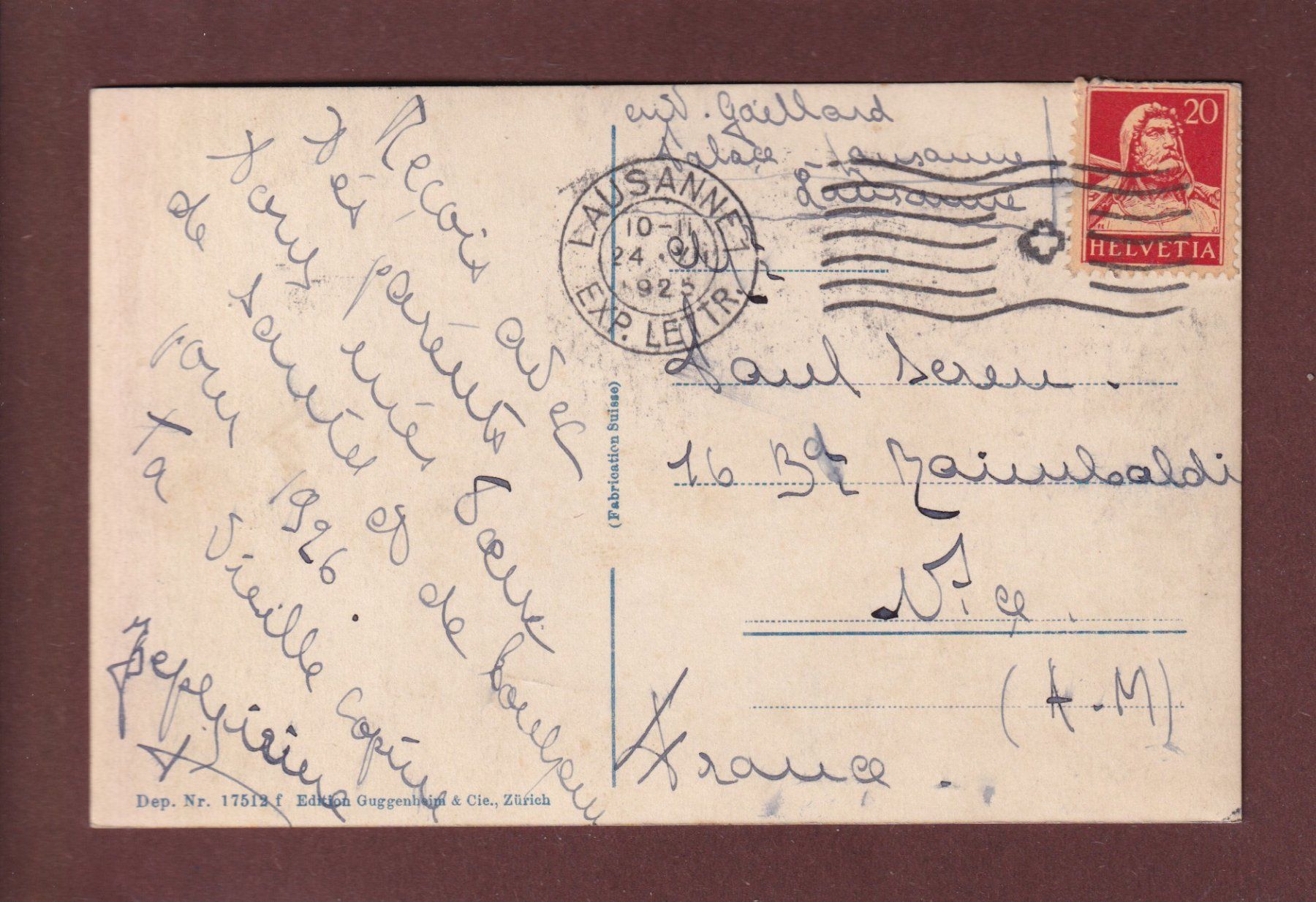 Cartoline postali: LAUSANNE - Palace - Voitures - 1925 – Usato da Pully venduto da nicecards 1