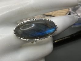 Labradorit Ring Sterlingsilber weissverg. Gr.8.5