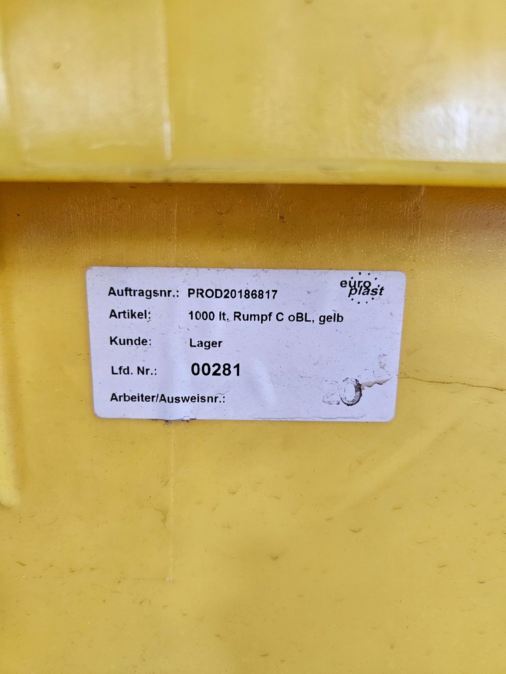 Banconi: Kunststoffcontainer 1000 l gelb Standard-Rollcontainer – Usato da Schongau venduto da hans.m 2