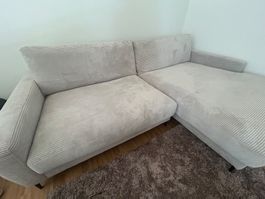 Ecksofa von Pfister in Cord Light Grey – neuwertig