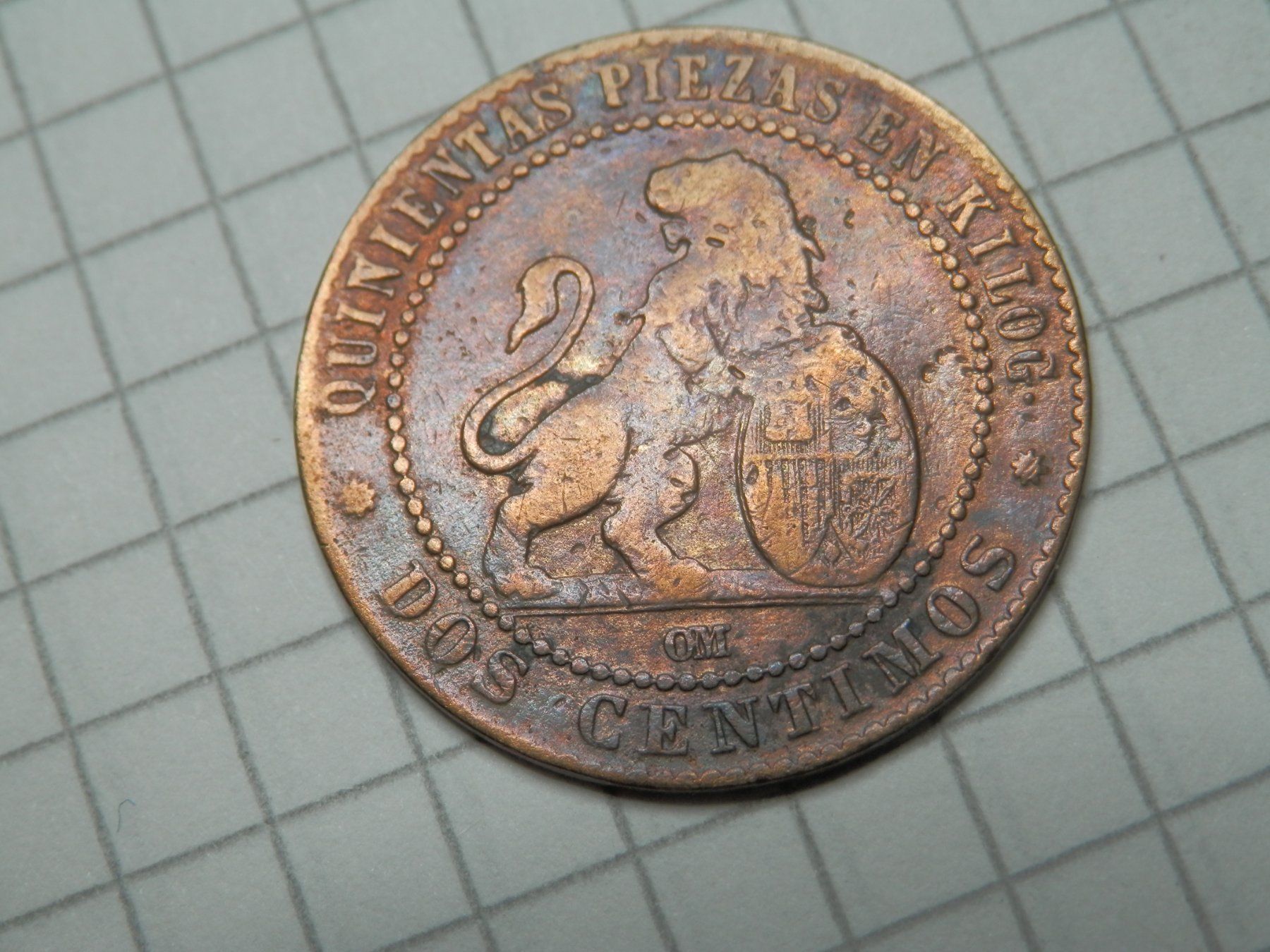 Tutti le monete: Spanien 2 Centimos, 1870 – Usato da Weiach venduto da weiach81 1