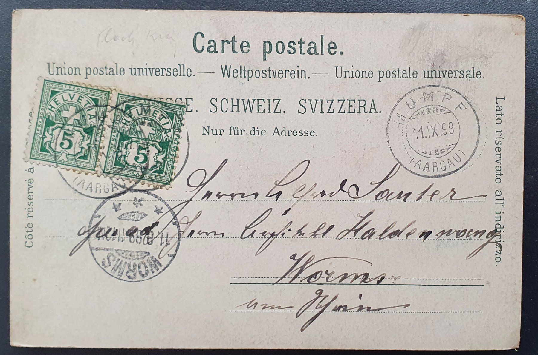 Cartoline postali: Gruss aus Mumpf 1899 – Usato da Kreuzlingen venduto da Rschweiz1 1