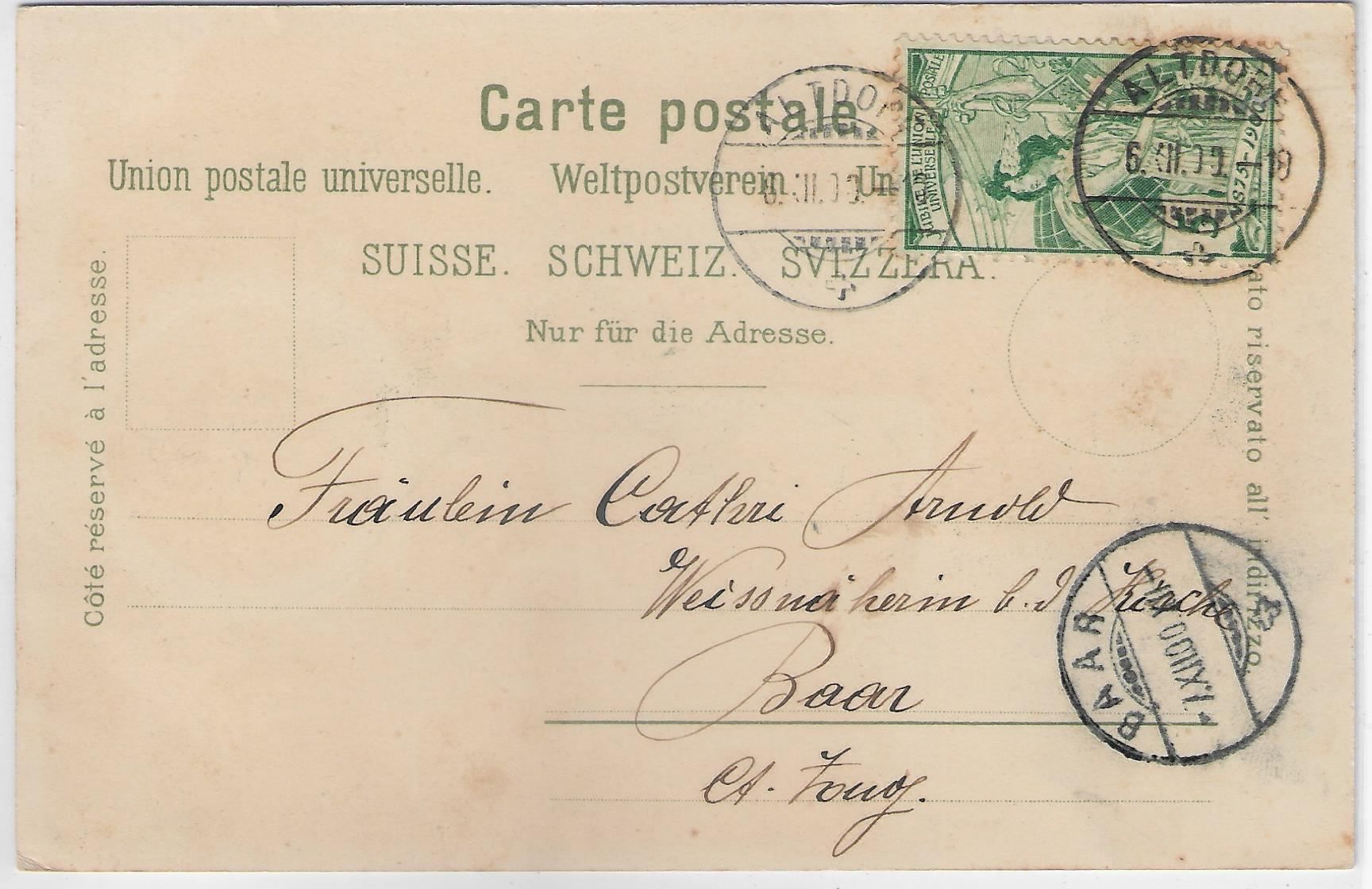 Cartoline postali: Gruss aus Thalwil Thalweil - Litho 1900 – Usato da Ettingen venduto da Kartenplanet 1