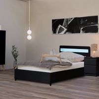 21458 - LED Bett 90x200 NUBE mit Schubladen - Schwarz