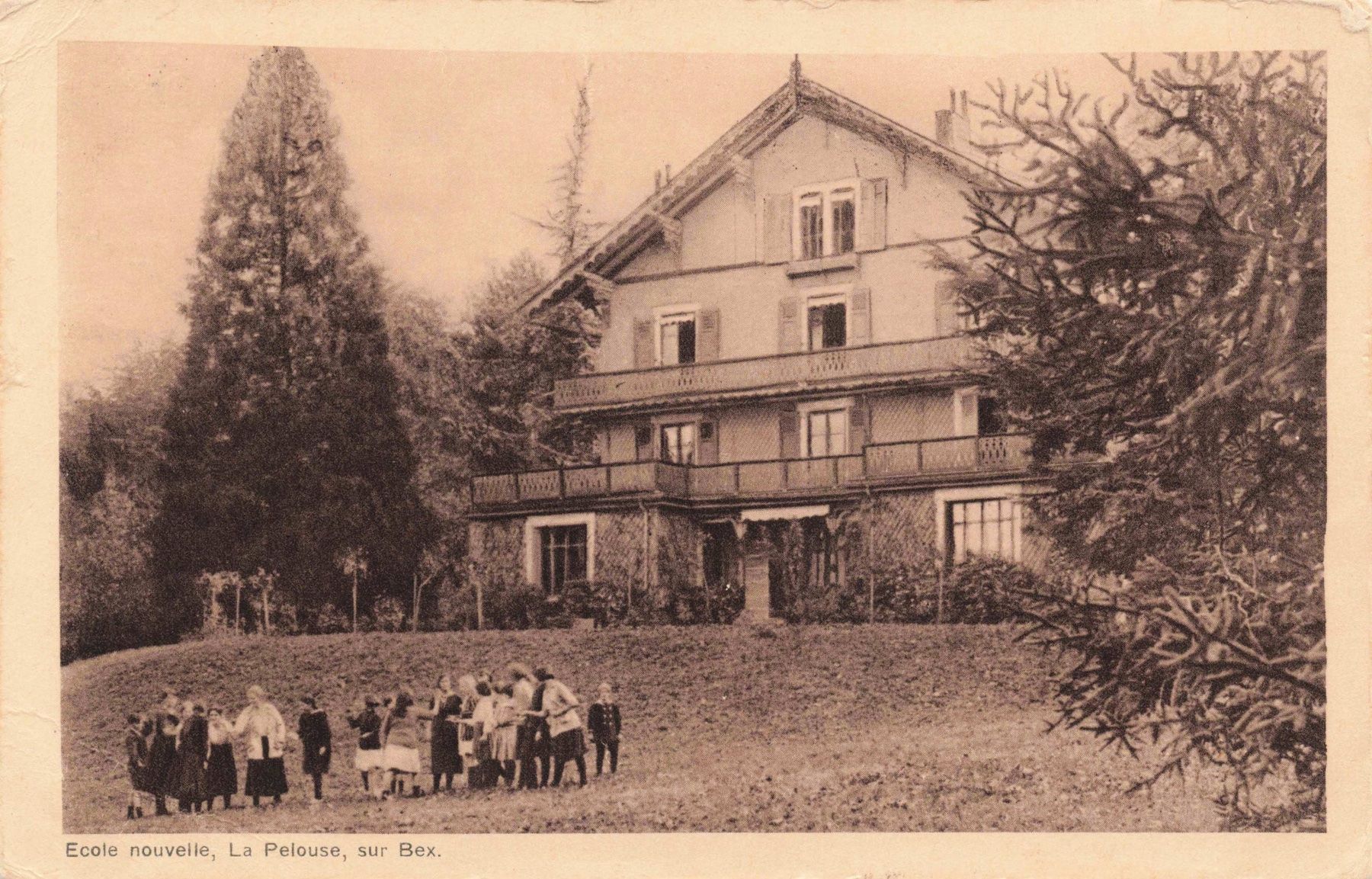 Cartoline postali: Ecole nouvelle la pelouse sur Bex – Usato da Biasca venduto da Blenio71