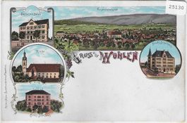 Gruss aus Wohlen - farbige Litho