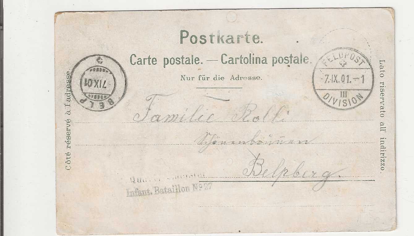 Cartoline postali: Huttwil,  Litho, 1901 – Usato da Spiez venduto da Niesen20 1