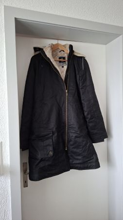 Wintermantel - Ladies' Long HoodLamb Coat - Midnite Blue
