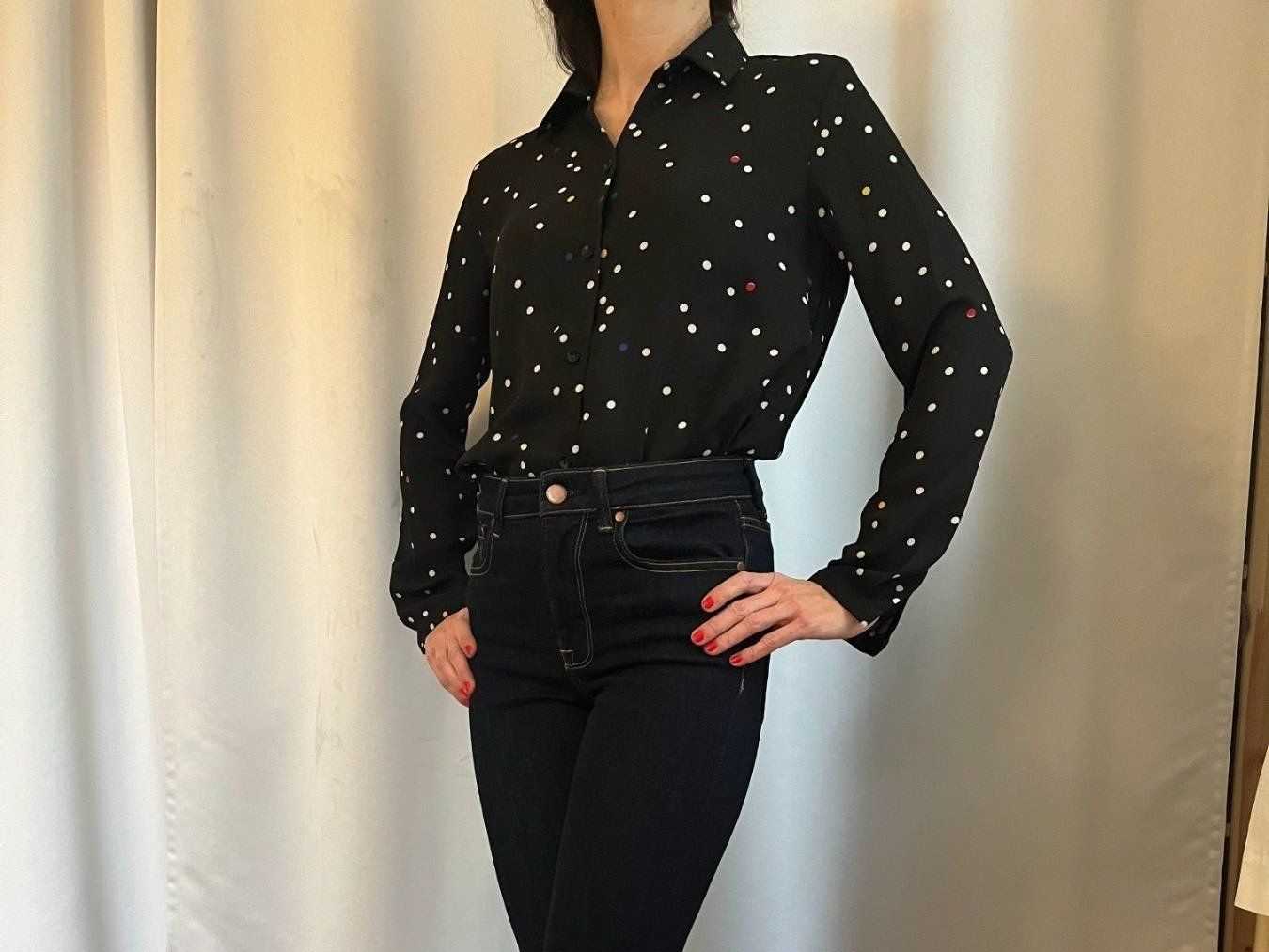 Camicette: IDYLLIC Polka Dot Bluse mit Konfettipunkten Gr. 34 – Usato da Zürich venduto da Vreni007