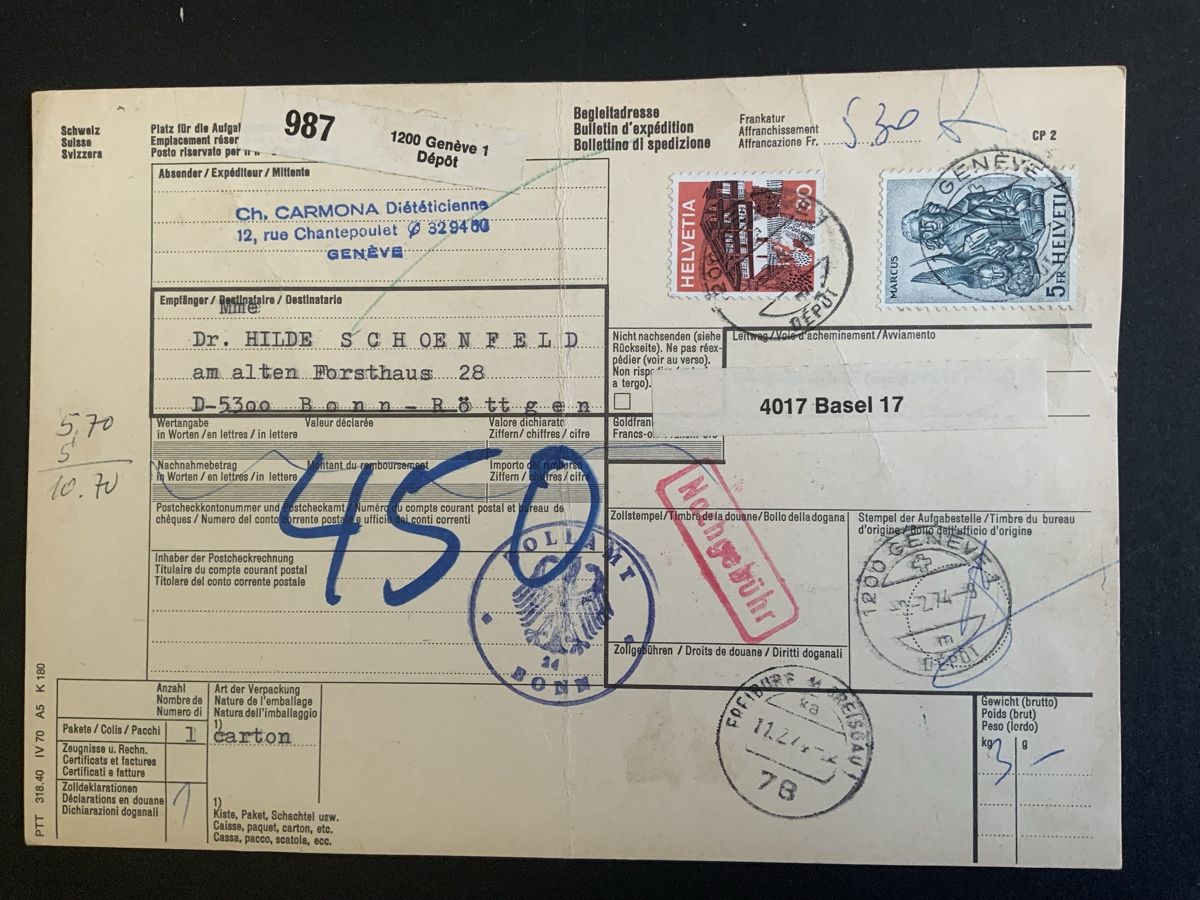 SBB/CFF/FFS Documenti: Genève.      Briefmarken – Usato da Binningen venduto da chr_cr5n