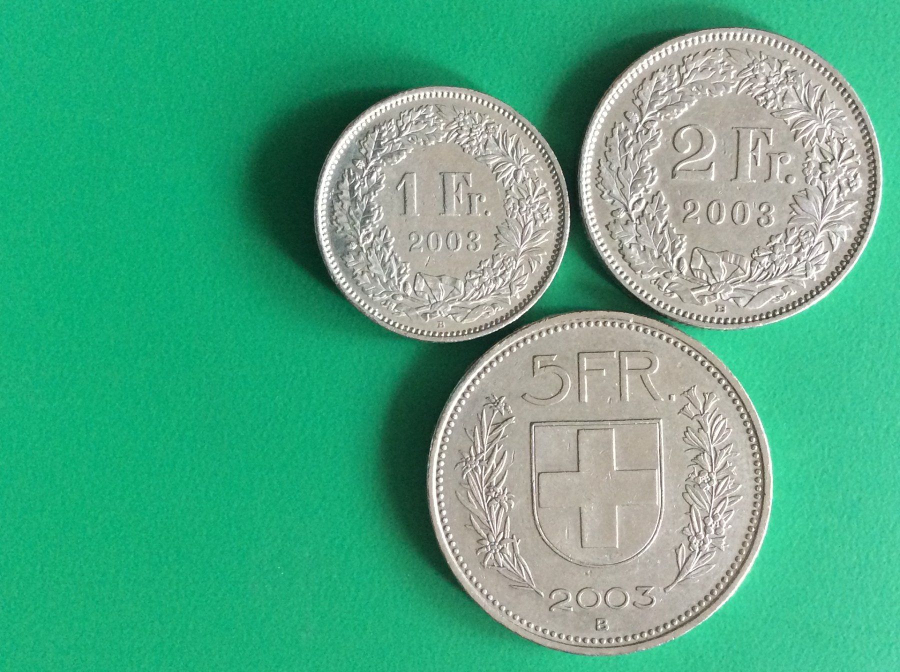 Tutti le monete: 5  + 2 + 1   francs  2003 – Usato da Genève venduto da pie_fh2d