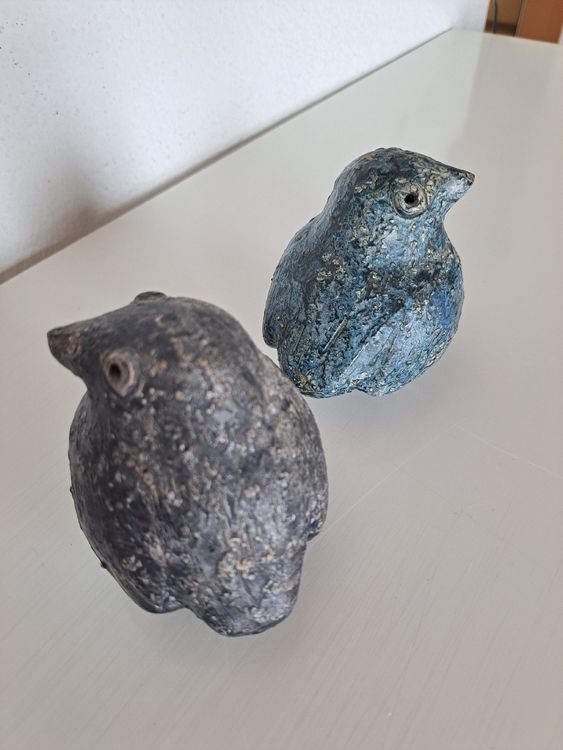 DOITOOL Keramik Vogel-Figuren Set - 2 Stück, Weiß, Ca. 7x6,3x5 Cm, Für Tischdeko, Garten & Wohnzimmer