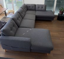 Anthrazitfarbenes Ecksofa mit Schlaffunktion