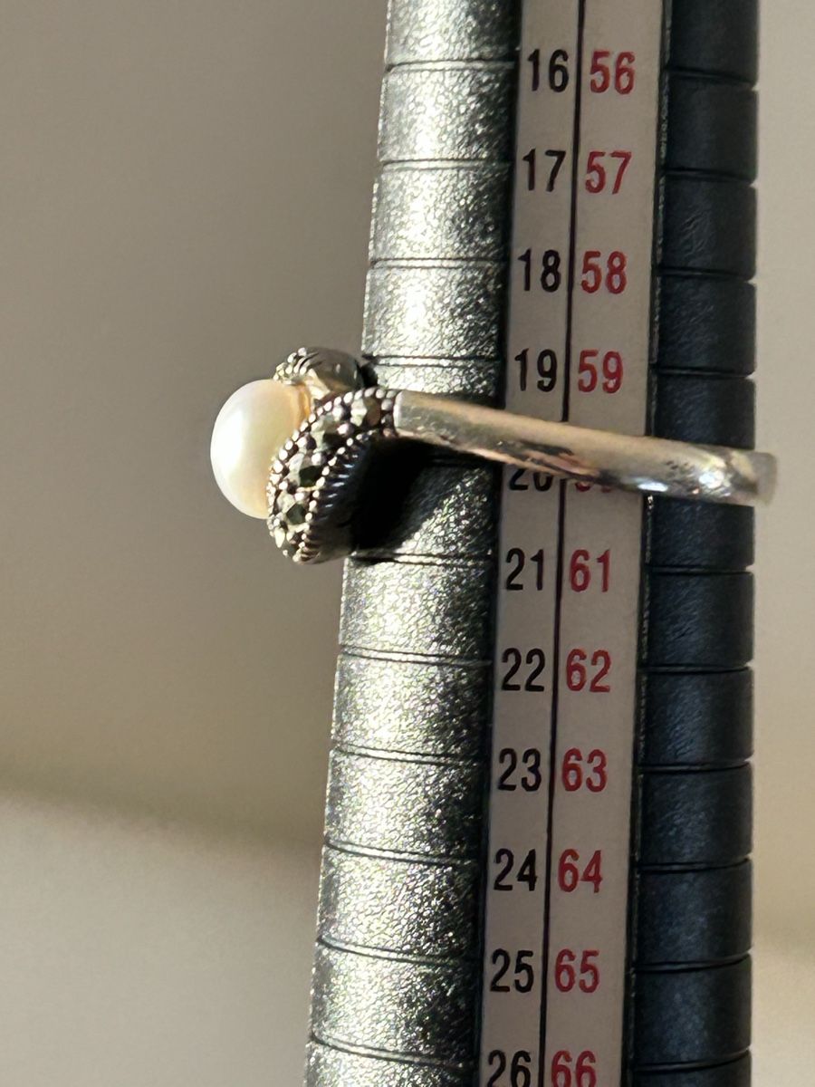 Anelli: Silberring 925 mit Perle & Markasiten, Grösse 60 – Usato da Düdingen venduto da Reconflo 3
