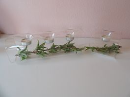 Dekogegenstand aus Glas für 4 Kerzen, kann gefüllt werden