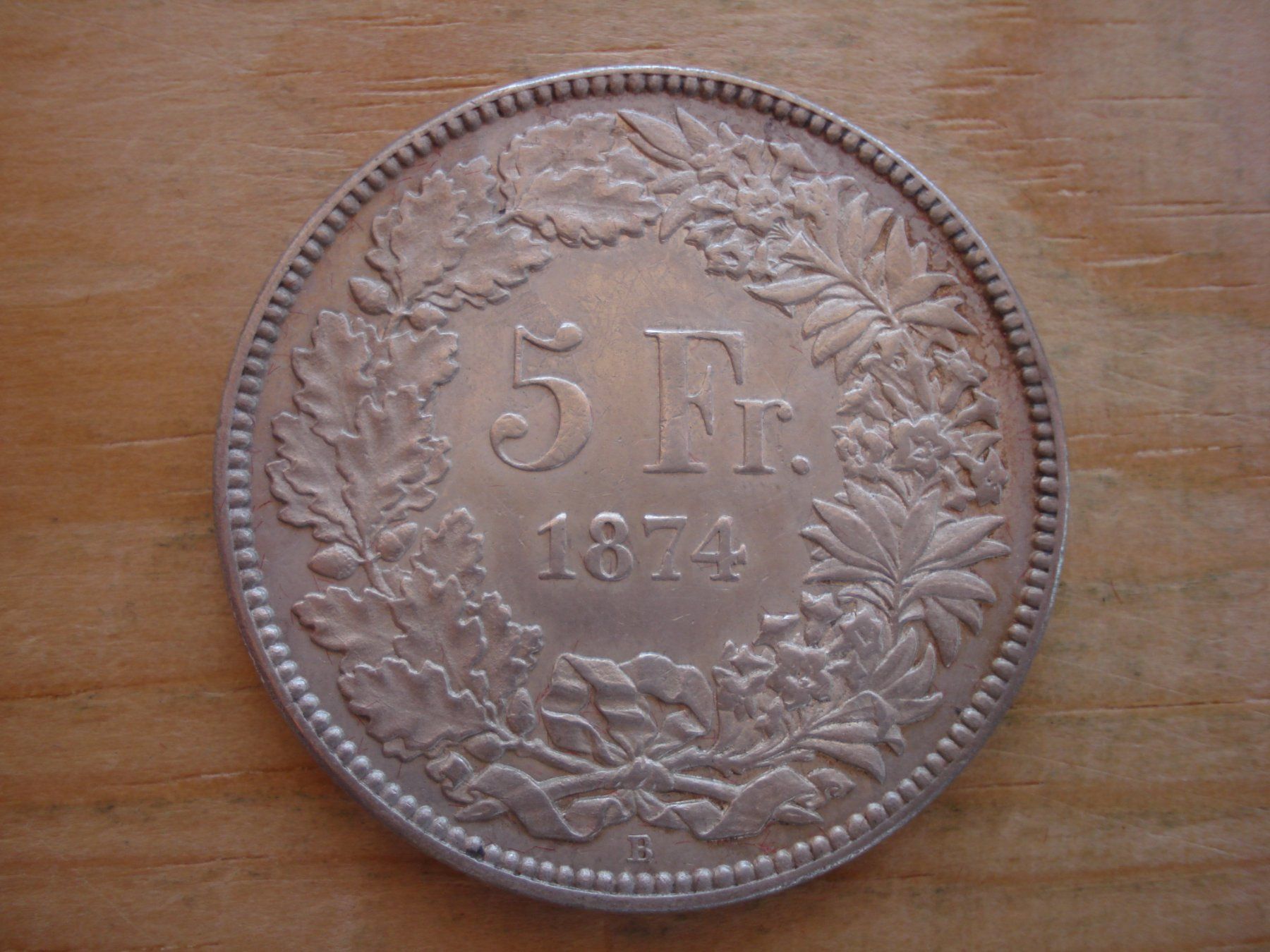 Alle Münzen: (C1) 5 Franken 1874 B VZ – Gebraucht aus Erlach von Net-Coins