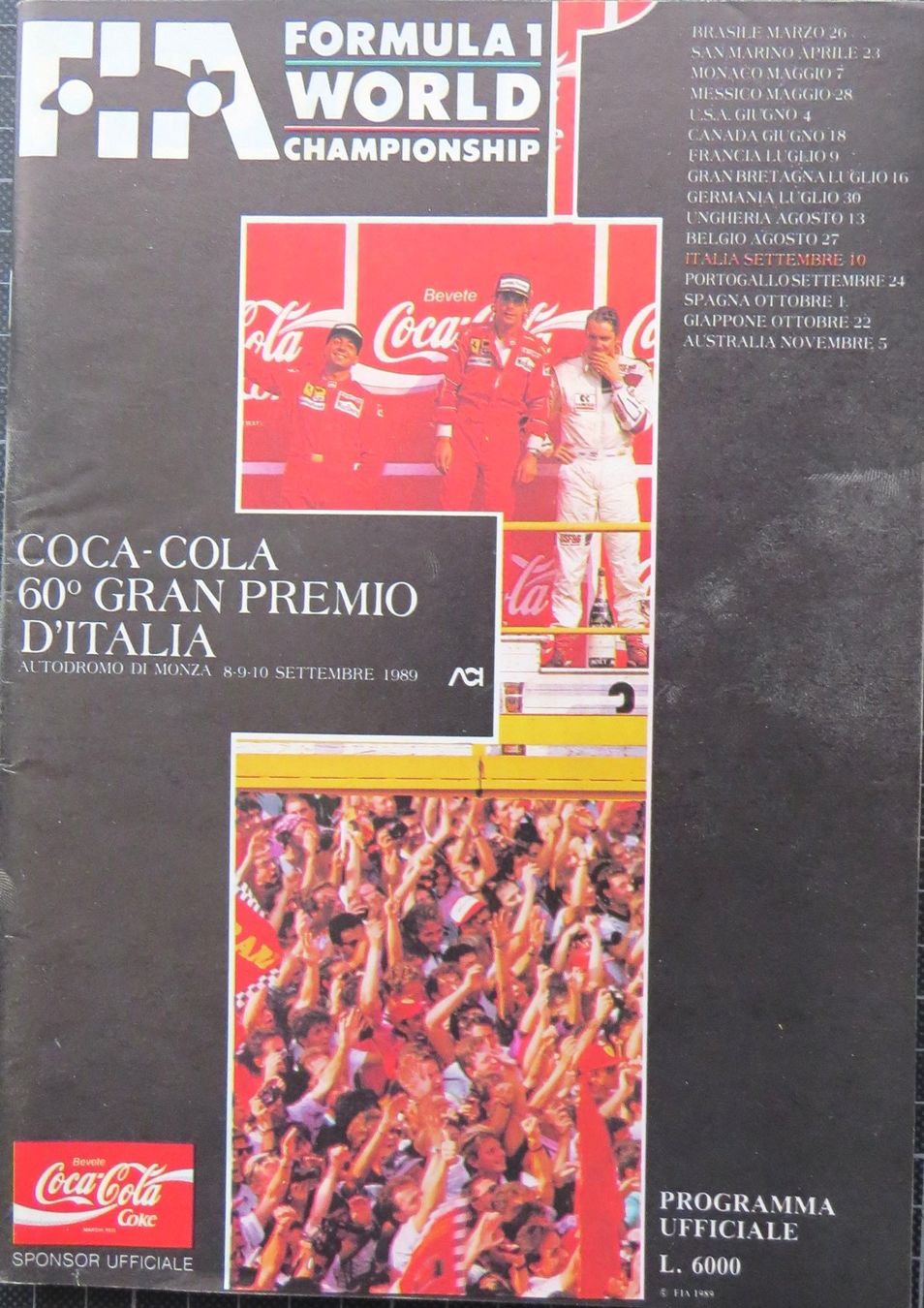 Documenti: Programm Formel 1 GP Italien in Monza von 1989 – Usato da Ettingen venduto da campione_1