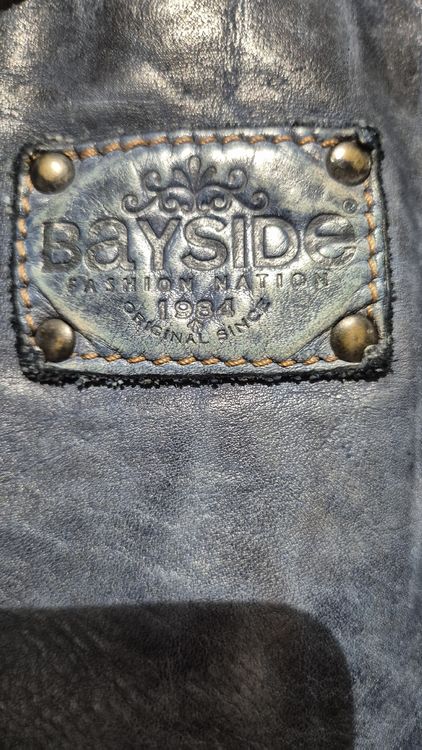 Bayside Leder Handtasche, blau geflochten, gebraucht (Gebraucht