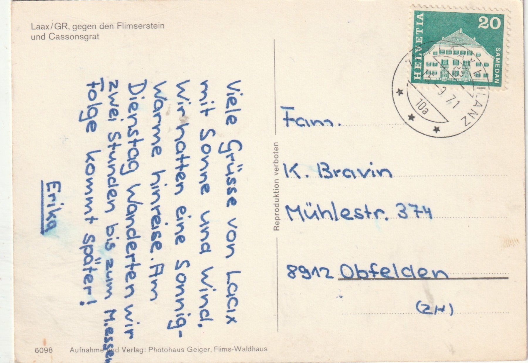 Cartoline postali: 10 Karten Flims-Laax-Falera – Usato da Lumbrein venduto da made02 1