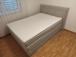 Boxspringbett, Grau (140 x 200 cm)