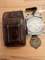 Vintage Richtwinkel Peilkompass mit Lederetui, Top!