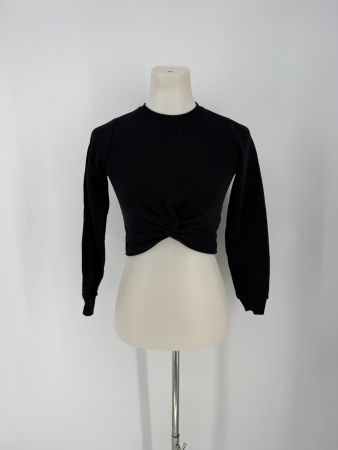Schwarzes Crop Pullover Gr. XXS mit Knoten von FBSISTER