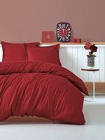 Cotton box Bettwäsche Set Eleganter Streifsatin Rot Bettbezu