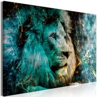 XXL Wandbild Löwe Türkis Gold NEU 120x80 cm