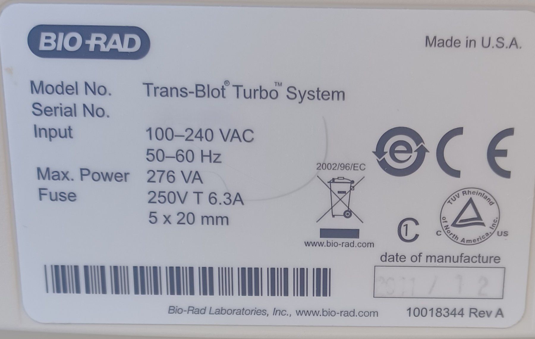 Accessori da laboratorio: Bio-Rad Trans-Blot Turbo Transfer System – Usato da Niederdorf venduto da LeptonAG_Labor 9