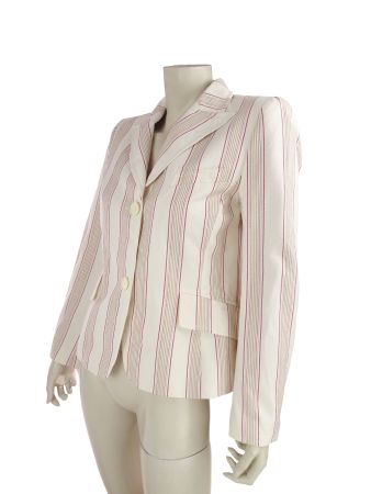 Akris Punto Blazer Gr. 38 – beige mit roten Streifen