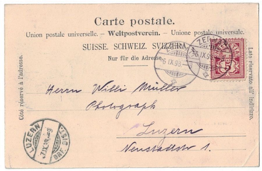 Cartoline postali: Hôtel du Riffel, Cervin, circulée 1898 – Usato da Frauenfeld venduto da POML 1