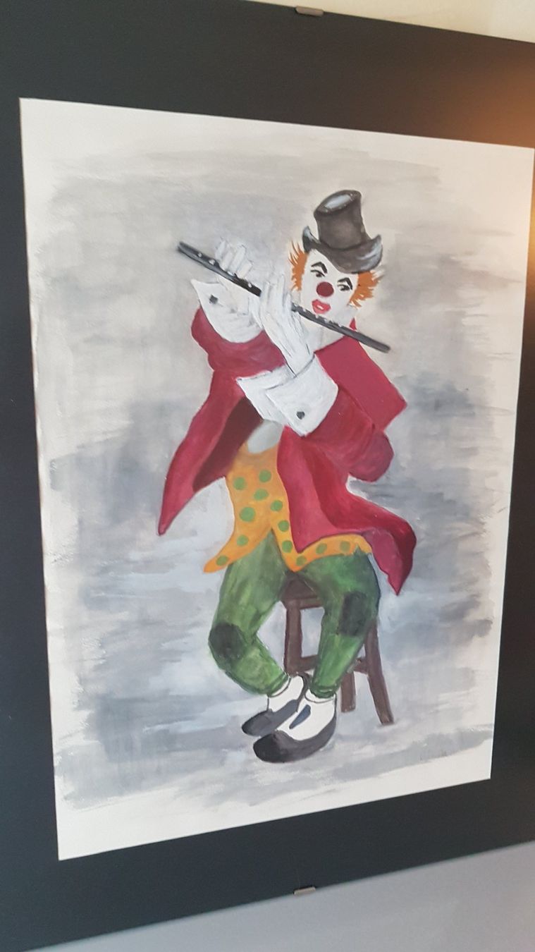 Dipinti: Wunderschönes Aquarell "Clown mit Flöte" – Usato da Glattbrugg venduto da casabelavista 4